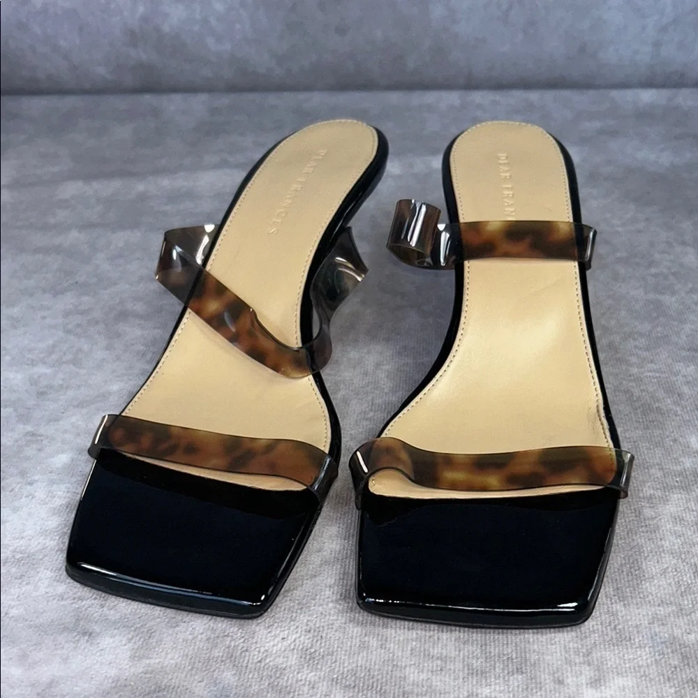 GUC Dear Frances Black Brown Tortoise Shell Rain Sandal EU 40